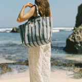 Faithfull - Markett Tote Bag Stripe Aqua Chocolate