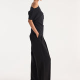 ROHE - Asymmetrical Punto Milano knitted top | black