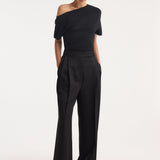ROHE - Asymmetrical Punto Milano knitted top | black