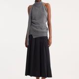 ROHE - Single sleeve halter top | mid grey melange