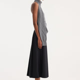 ROHE - Single sleeve halter top | mid grey melange