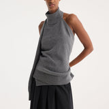 ROHE - Single sleeve halter top | mid grey melange