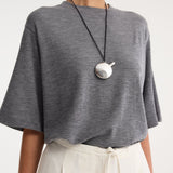 ROHE - Oversized soft merino t-shirt | mid grey melange
