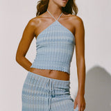 Faithfull - Ria Top Light Blue Chevron