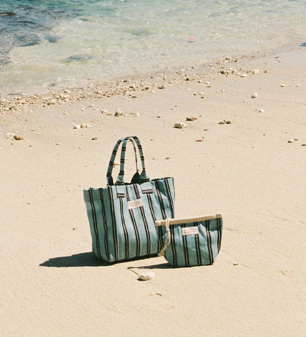 Faithfull - Markett Maxi Pouch Stripe Aqua Chocolate