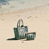 Faithfull - Markett Maxi Pouch Stripe Aqua Chocolate