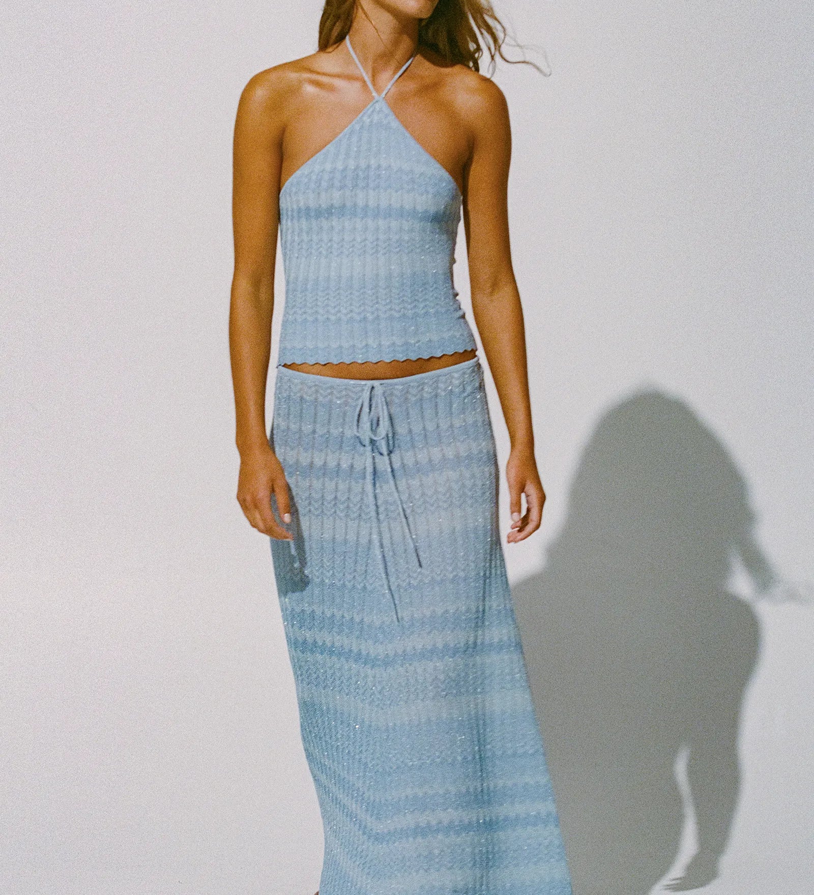 Faithfull - Ria Top Light Blue Chevron