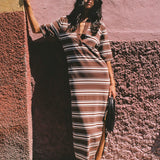 Faithfull - Santiago Polo Dress Ombre Stripe Macro Carob