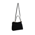 Image 2 of 4 - BLACK - Balenciaga Rodeo Handbag Medium is crafted from suede calfskin and smooth calfskin leather and features a structured yet relaxed silhouette with a top handle and removable shoulder strap. Designed with a turn-lock closure, aged-gold hardware, a removable cloche cls, a wide front pocket, and multiple interior compartments, the bag offers versatile carry options and everyday functionality. Main Material: Calfskin Leather. Lining: Nappa Lambskin. Made in Italy.