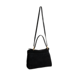 Image 2 of 4 - BLACK - Balenciaga Rodeo Handbag Medium is crafted from suede calfskin and smooth calfskin leather and features a structured yet relaxed silhouette with a top handle and removable shoulder strap. Designed with a turn-lock closure, aged-gold hardware, a removable cloche cls, a wide front pocket, and multiple interior compartments, the bag offers versatile carry options and everyday functionality. Main Material: Calfskin Leather. Lining: Nappa Lambskin. Made in Italy.