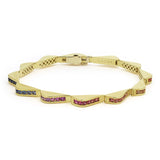 Lagos - Studio 18K Gold Mix Sapphire Link Wave Bracelet