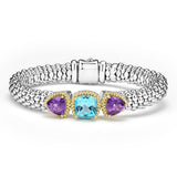 Lagos - Caviar Color Two-Tone Amethyst and Swiss Blue Topaz Caviar Beaded Bracelet | 9mm