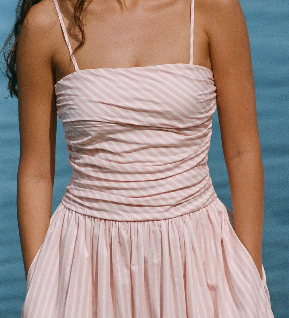 Faithfull - Portlligat Maxi Dress Carmen Stripe Peony White