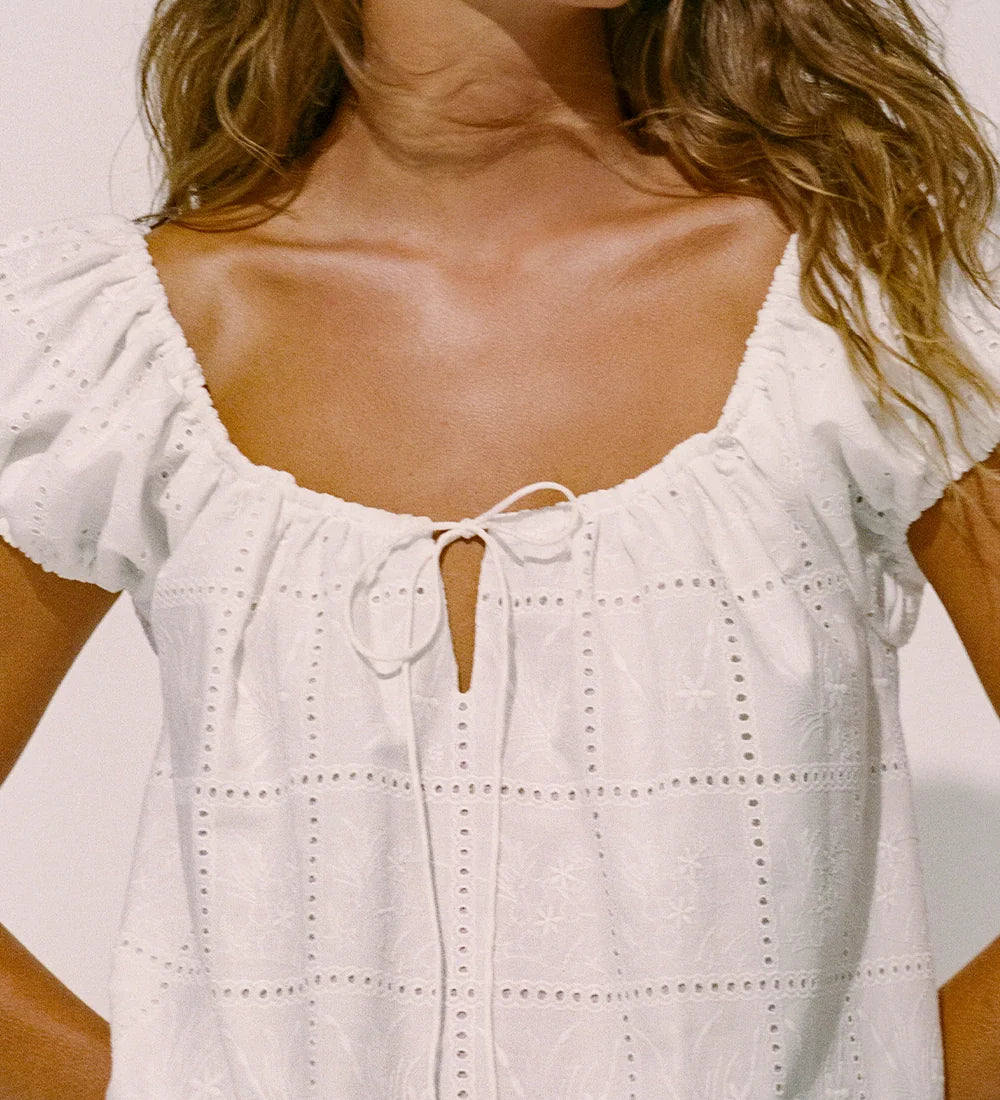 Faithfull - Serafina Mini Dress Handkerchief Broderie White