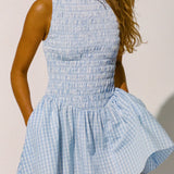 Faithfull - Martina Mini Dress Paloma Check Light Blue White