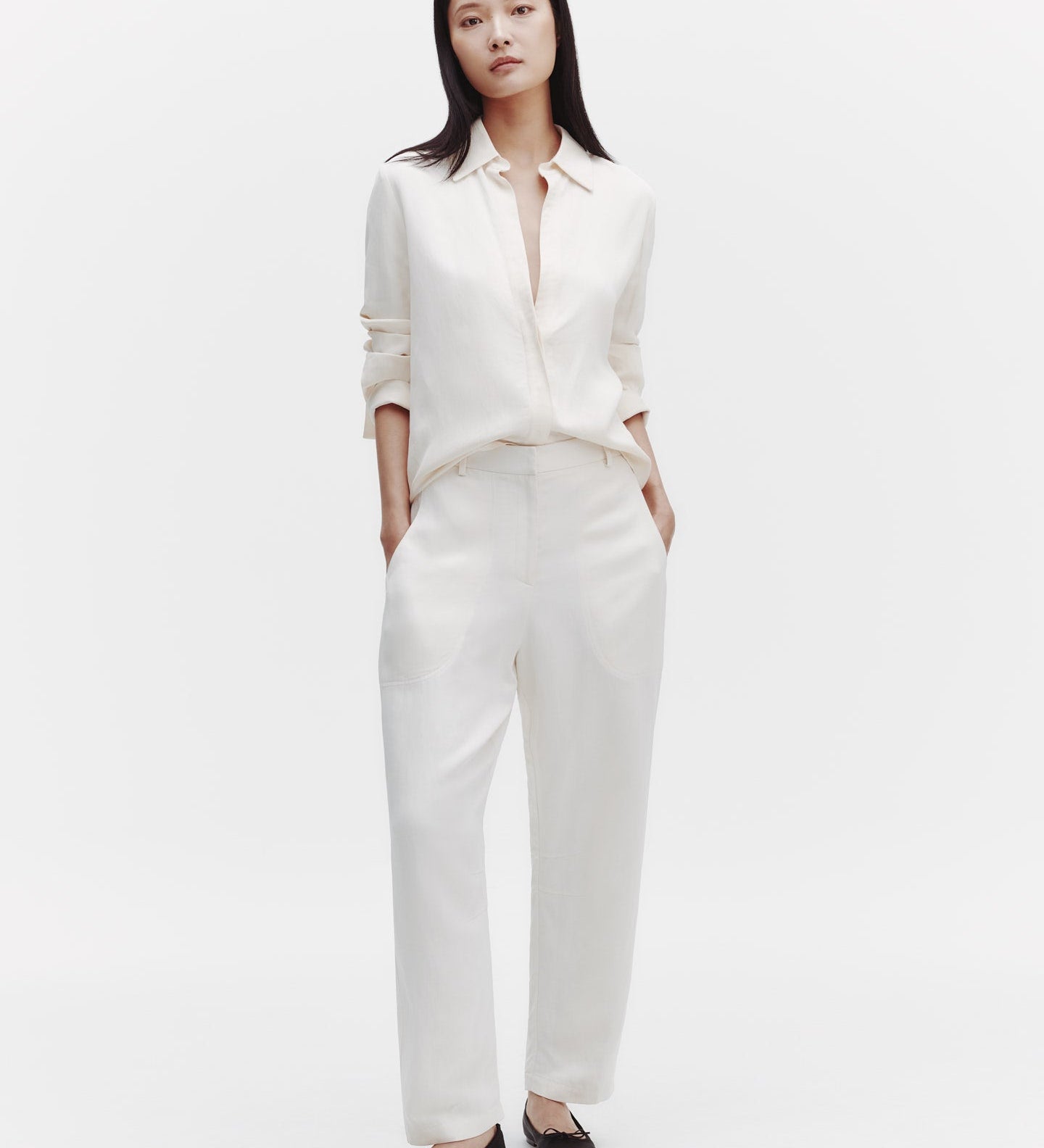 TWP - Jetties Beach Pant with Fly Front in Coated Viscose Linen