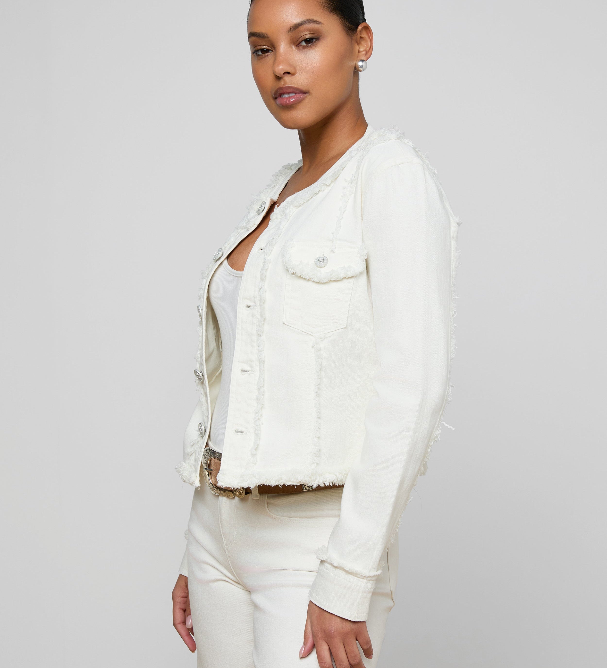 L'AGENCE - Yarin Collarless Fray Jacket