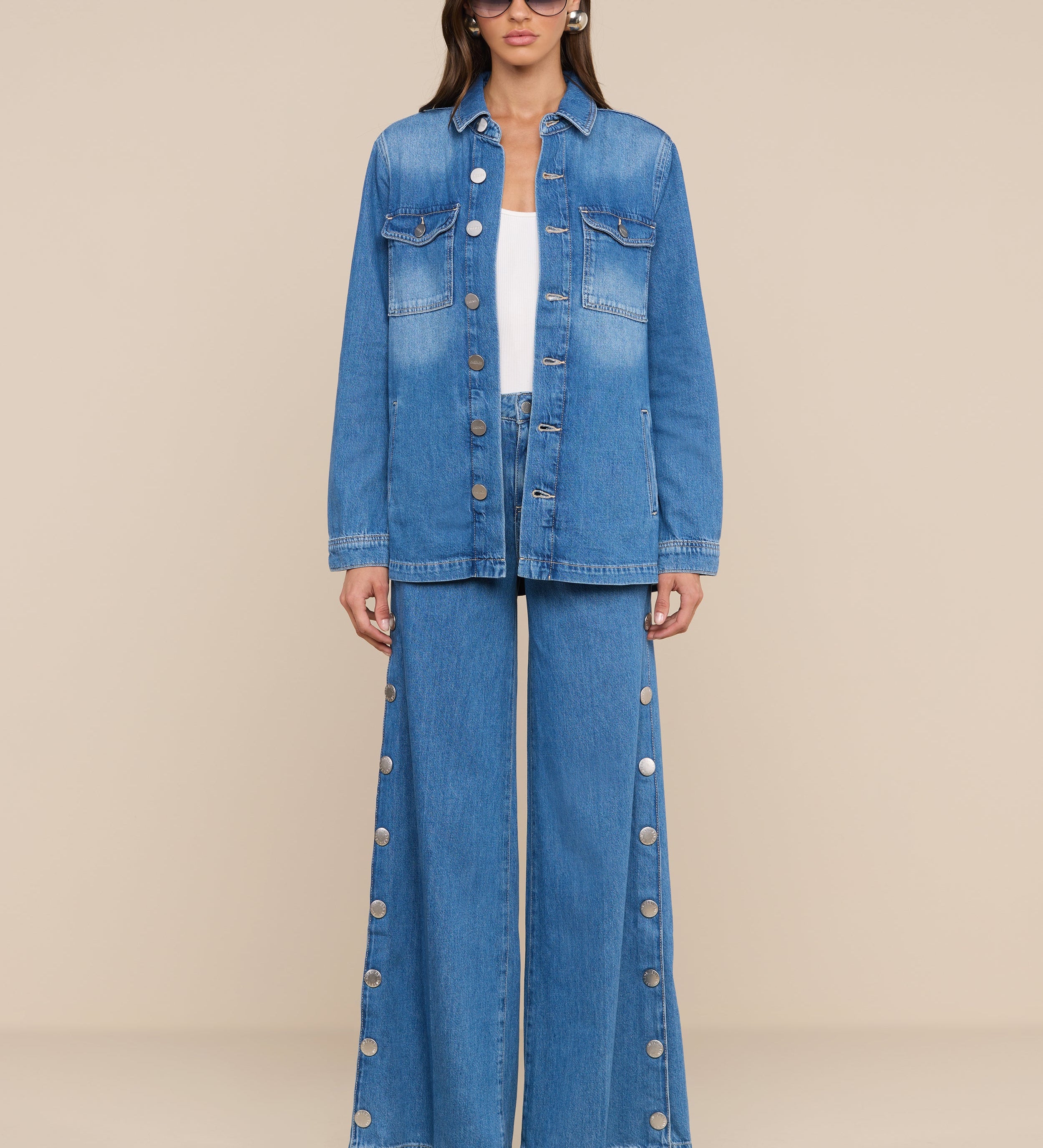 L'AGENCE - Jennings Snap Wide - Leg Jean