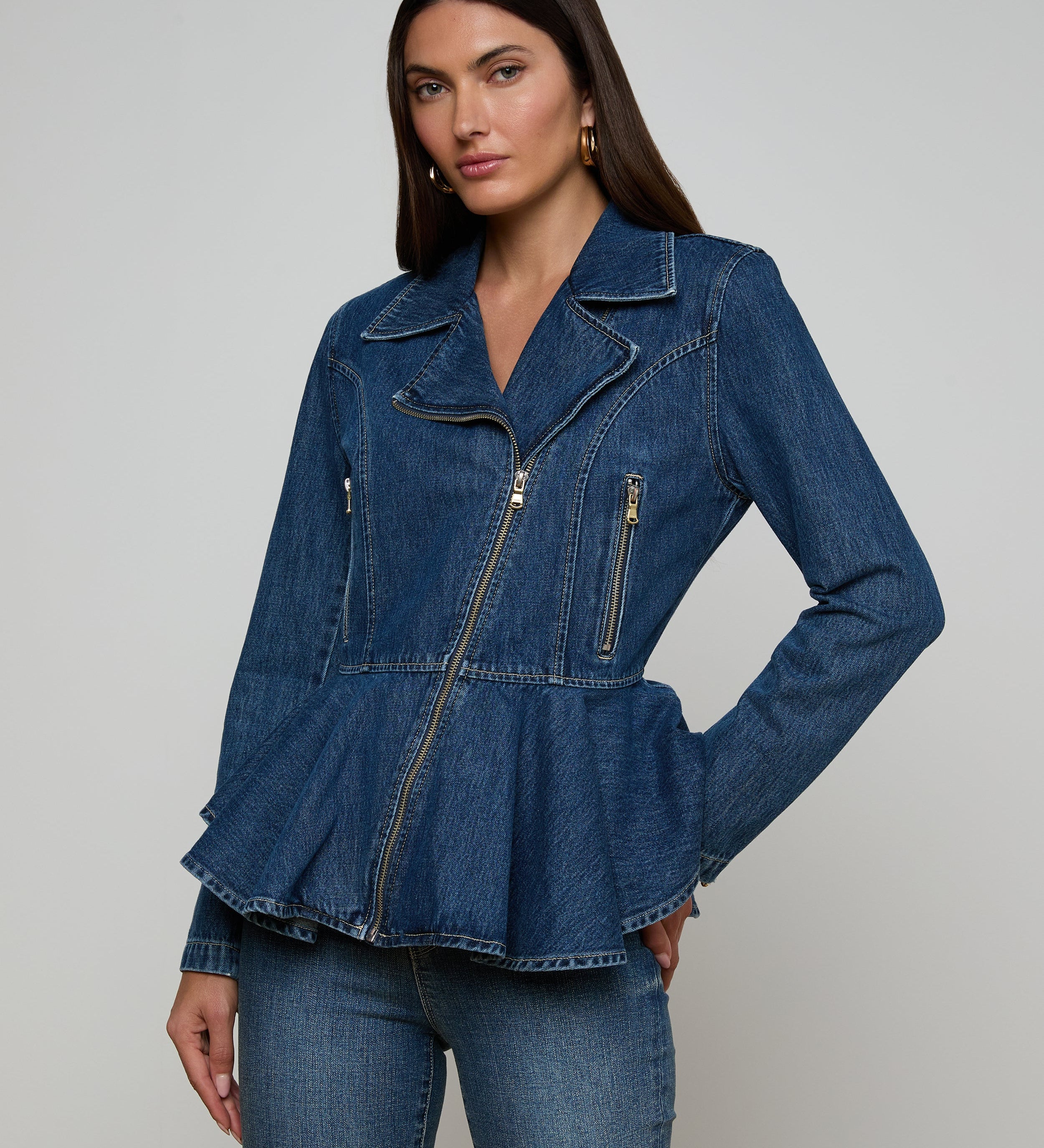 L'AGENCE - Moxie Peplum Biker Jacket