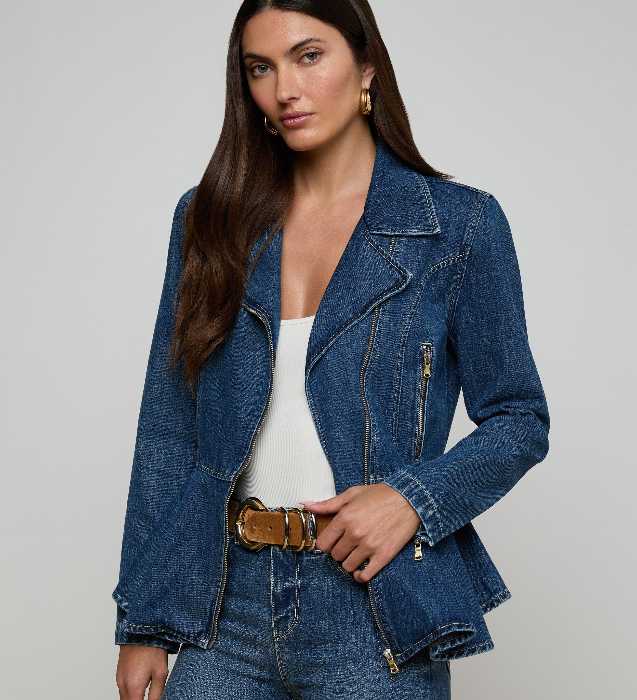 L'AGENCE - Moxie Peplum Biker Jacket
