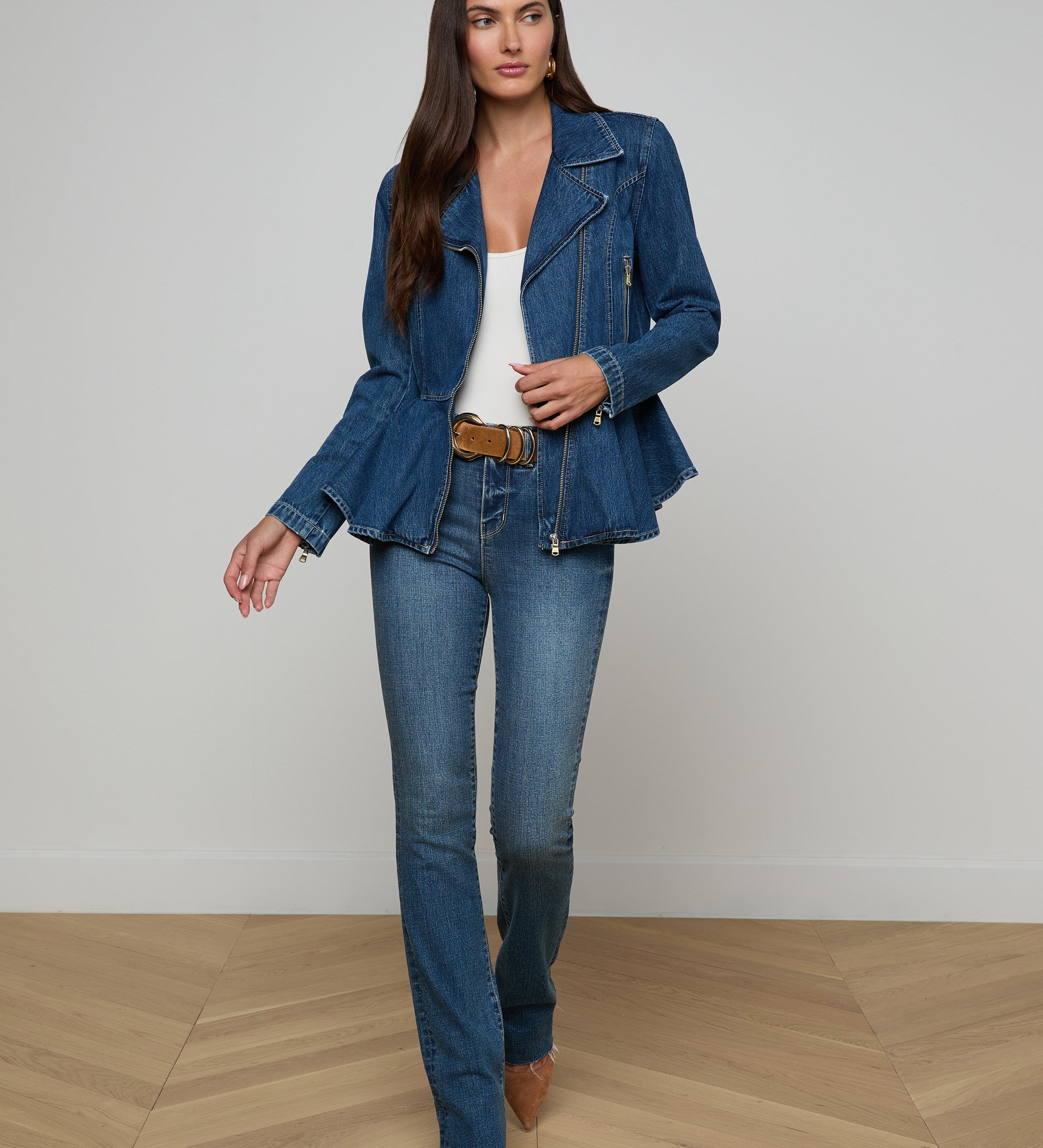 L'AGENCE - Moxie Peplum Biker Jacket