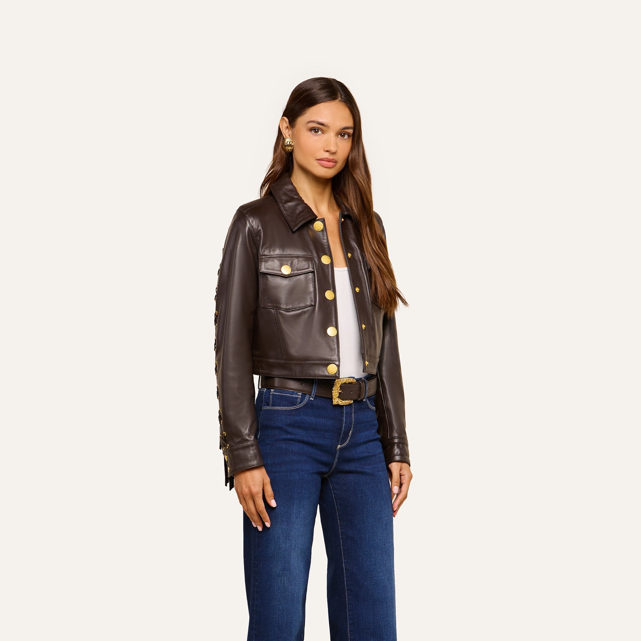 L'AGENCE - Luci Fringed Leather Jacket