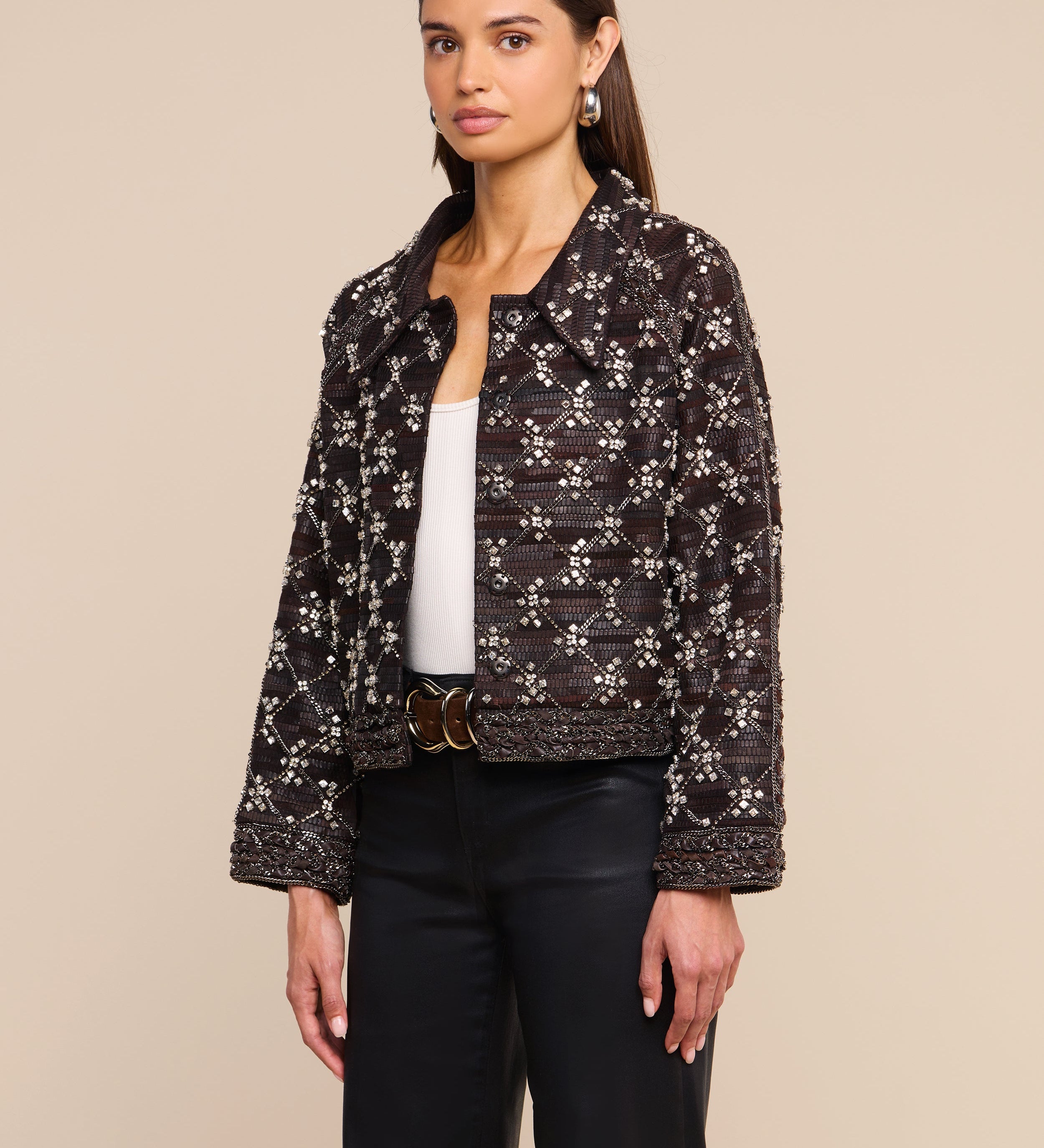 L'AGENCE - Morrisa Embellished Leather Jacket