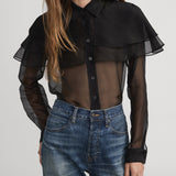FRAME - The Organza Cape Top -- Black