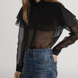 FRAME - The Organza Cape Top -- Black