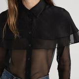 FRAME - The Organza Cape Top -- Black