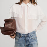 FRAME - The Silk Cape Blouse -- Cream