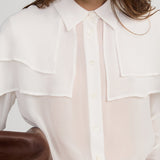 FRAME - The Silk Cape Blouse -- Cream