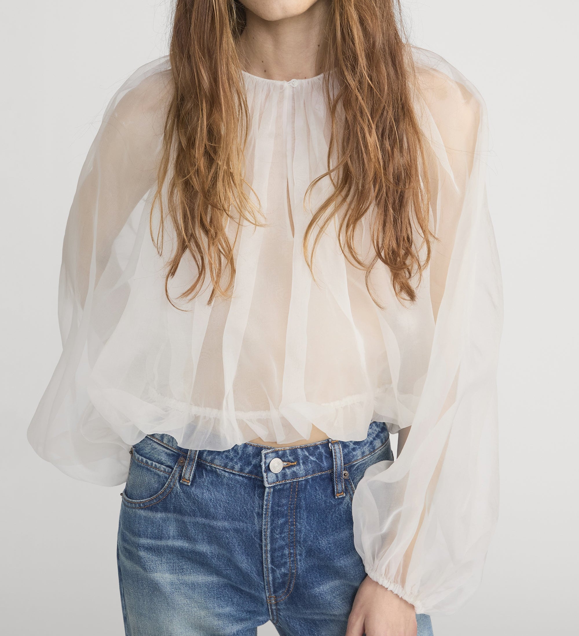 FRAME - The Sheer Balloon Blouse