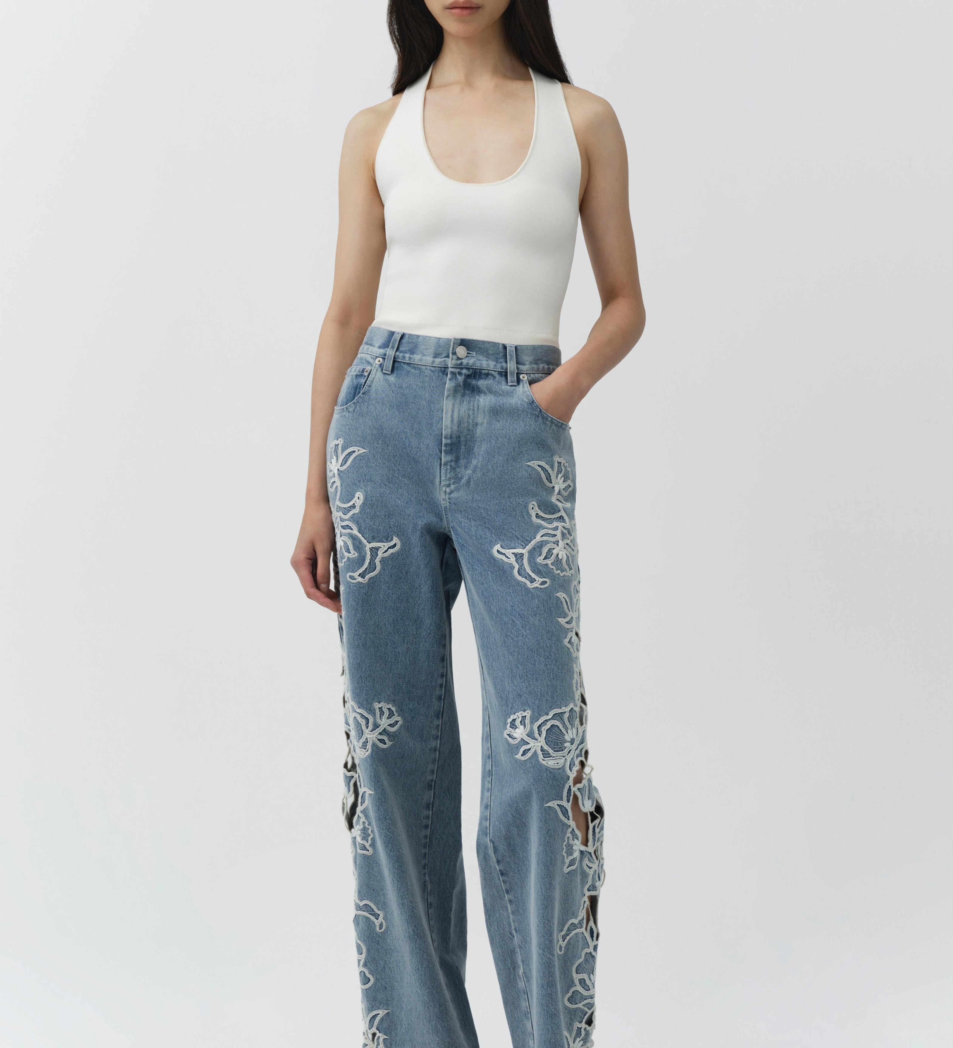 Simkhai - Porter Embroidered Jean