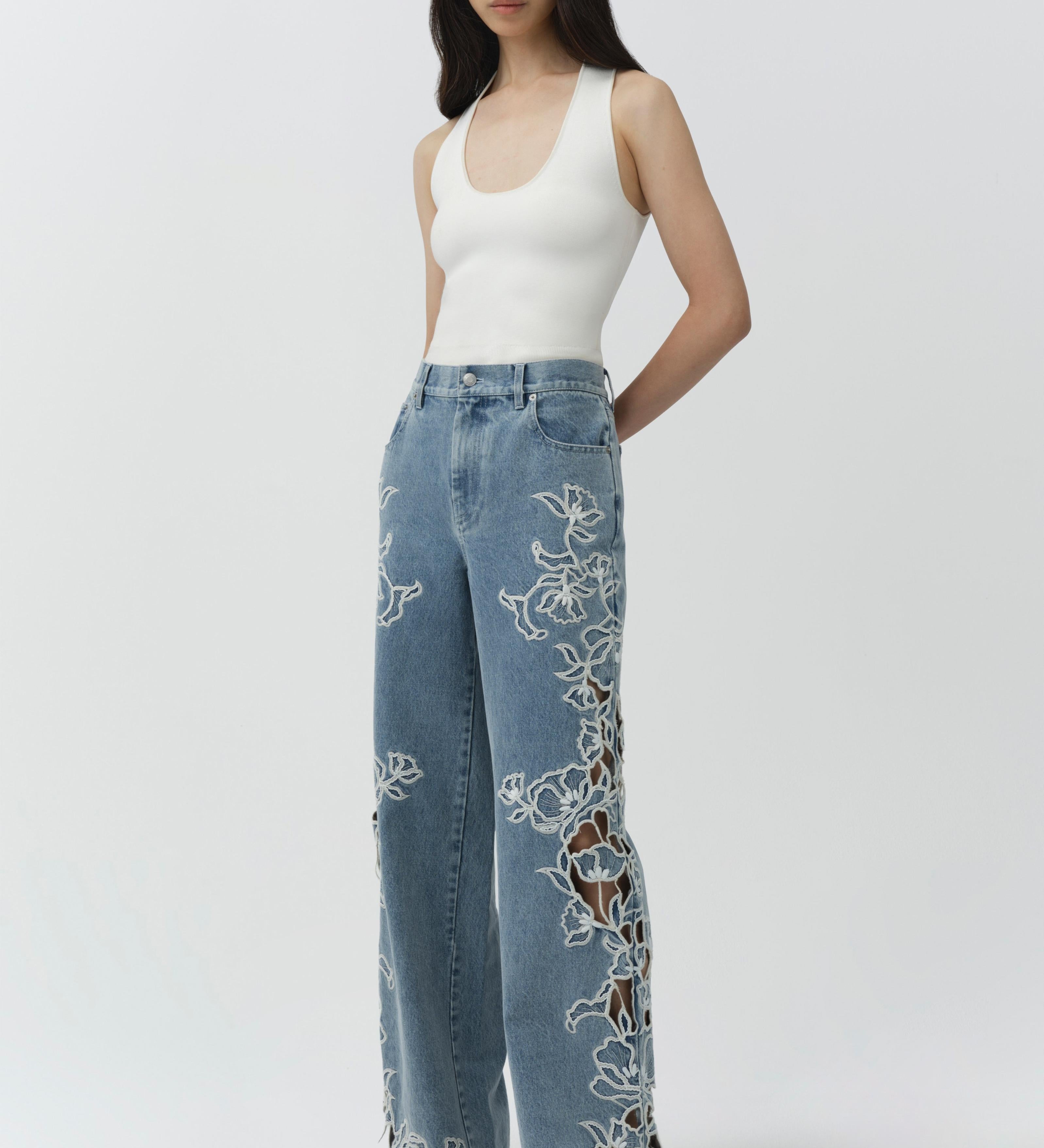Simkhai - Porter Embroidered Jean
