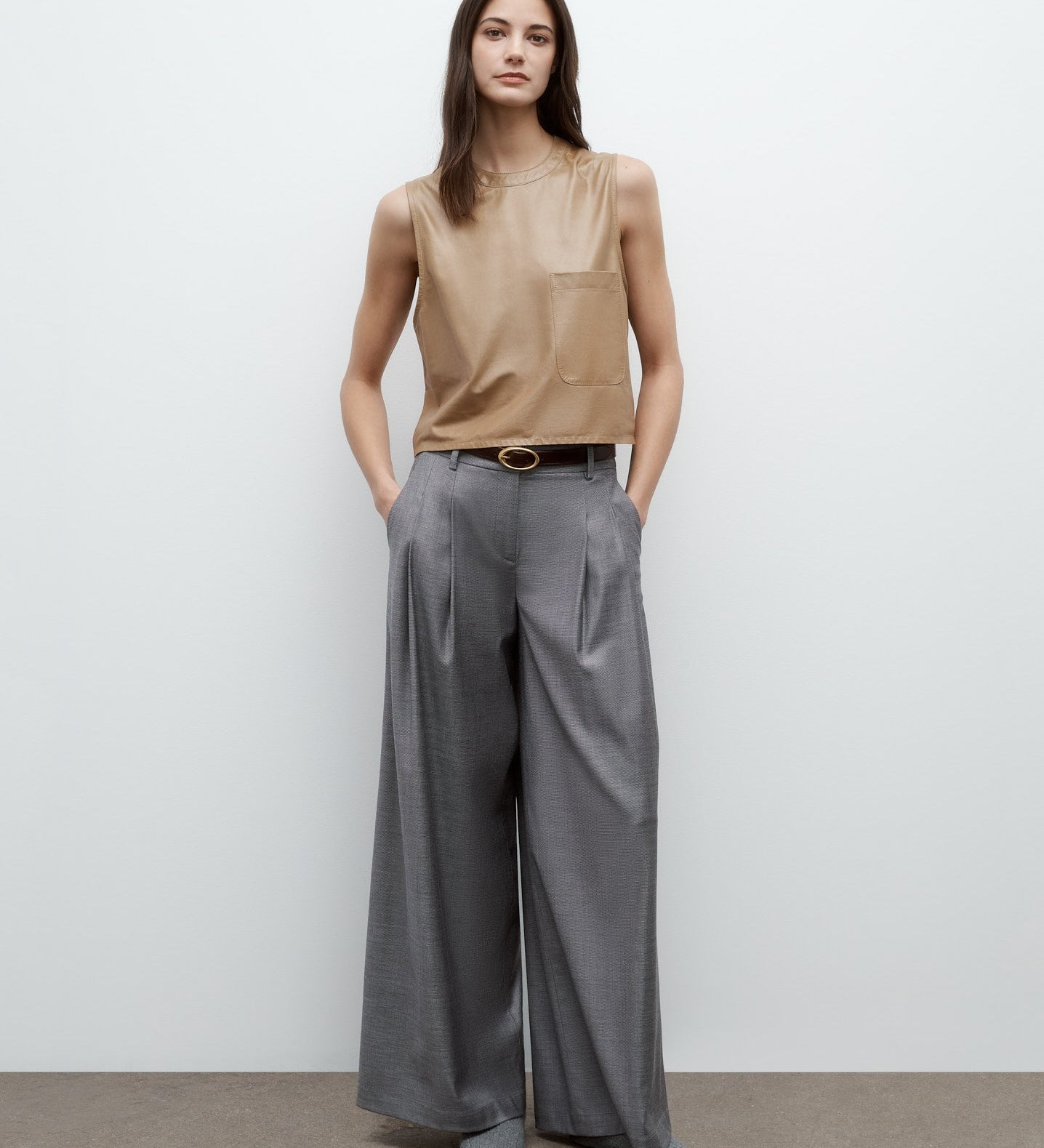 TWP - Cropped Muscle Tank in Paper Leather