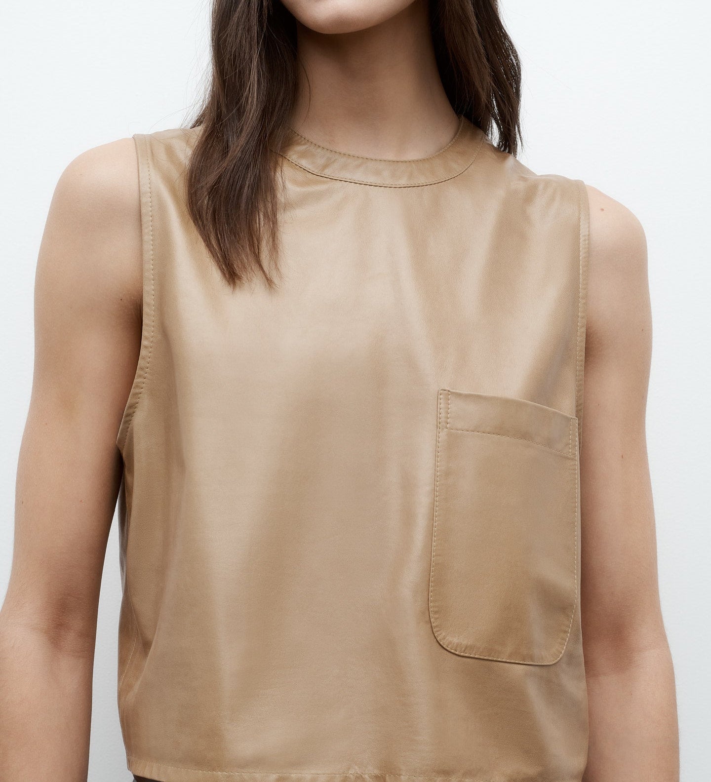 TWP - Cropped Muscle Tank in Paper Leather