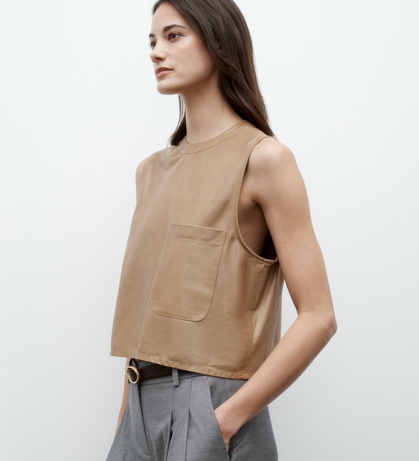 TWP - Cropped Muscle Tank in Paper Leather
