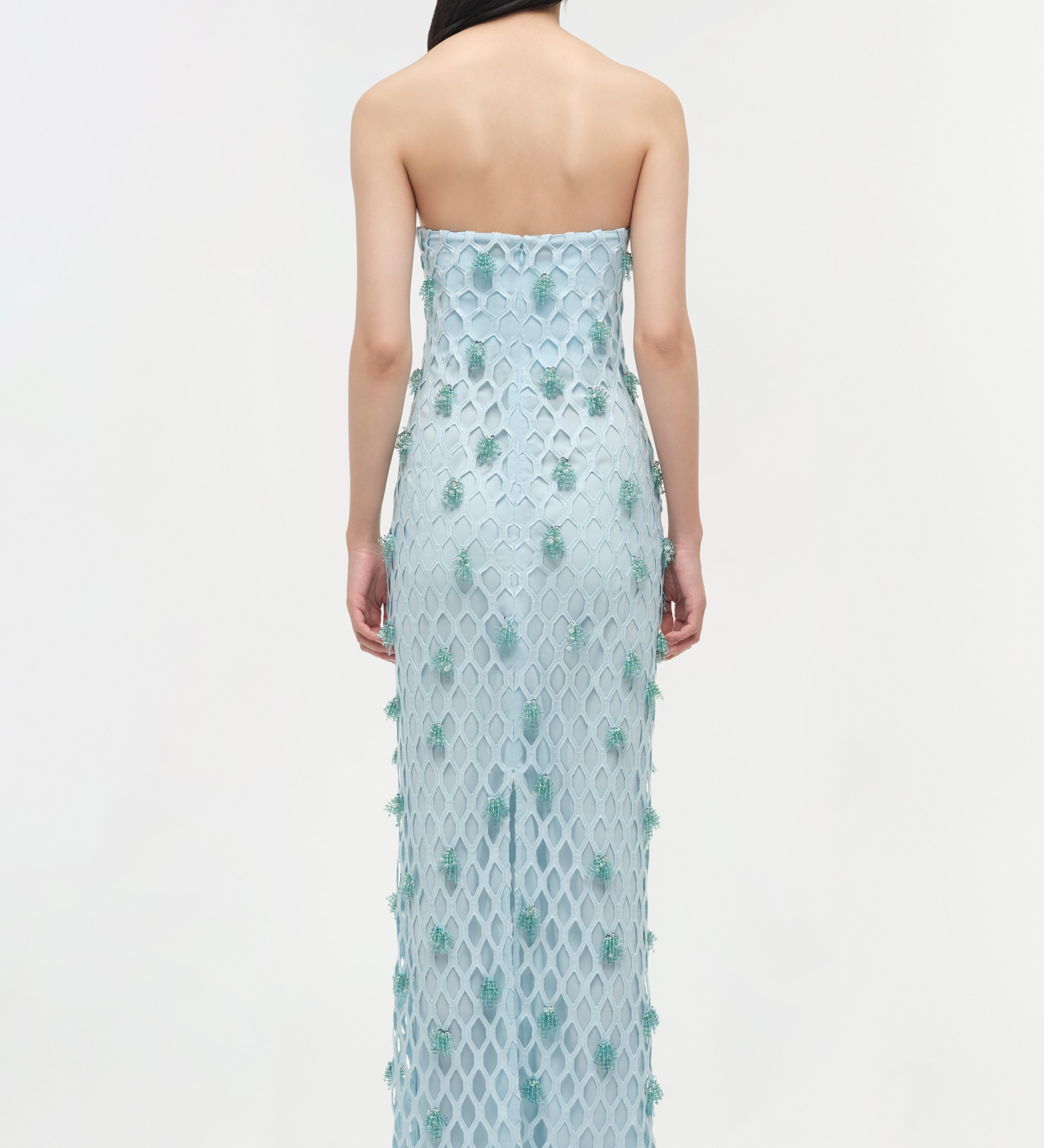 Simkhai - Iridessa Embellished Lattice Bustier Gown