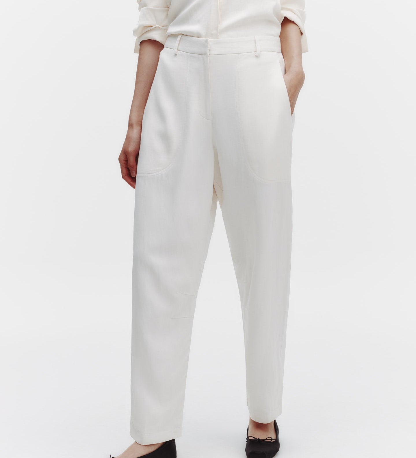 TWP - Jetties Beach Pant with Fly Front in Coated Viscose Linen
