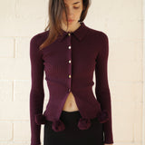 Conner Ives - The Pom Pom Cardigan - Burgundy