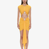 Christopher Esber - Bezel Quartz Disconnect Short Sleeve Mini Dress