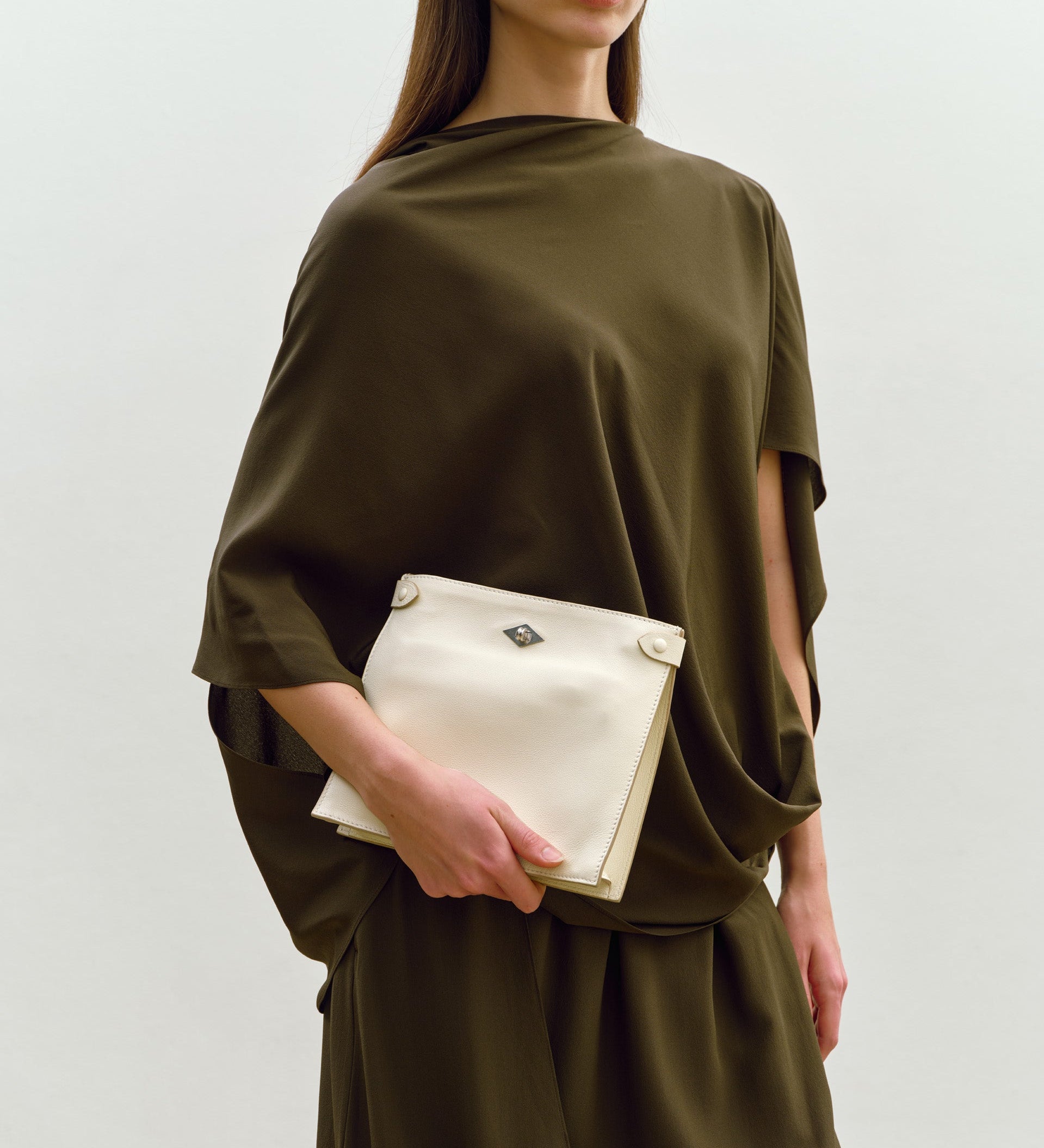 Metier - Stowaway Crossbody Smooth Calfskin White Sand with Silver Hardware