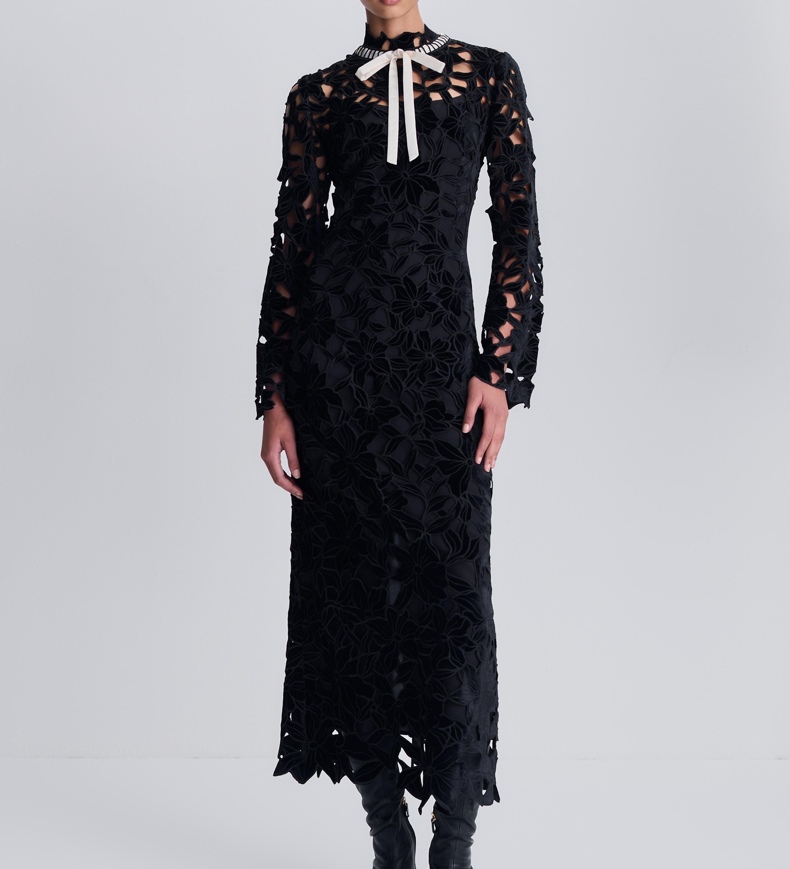 Simkhai - Thiora Velvet Embroidered Lace Midi Dress