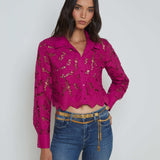 L'AGENCE - Seychelle Cropped Eyelet Blouse