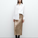 TWP - Gwyneth Skirt in Stripe Sequin Mesh
