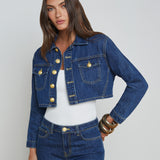 L'AGENCE - Genevie Cropped Denim Jacket