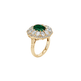 Dorsey - 14K TATE RING IN DEEP LAB EMERALD AND LAB DIAMOND, 14K YELLOW GOLD