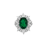 Dorsey - 14K HOUGHTON RING IN DEEP LAB EMERALD AND LAB DIAMOND, 14K WHITE GOLD