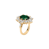 Dorsey - 14K HOUGHTON RING IN DEEP LAB EMERALD AND LAB DIAMOND, 14K YELLOW GOLD